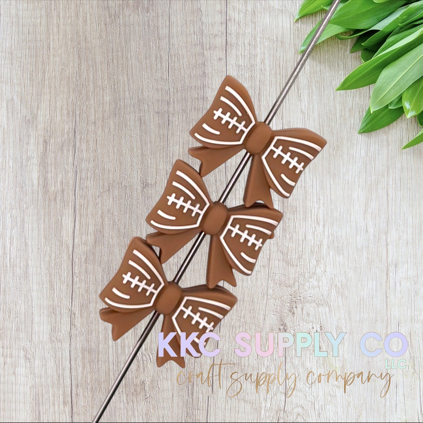 Football Bow Silicone Focal Bead