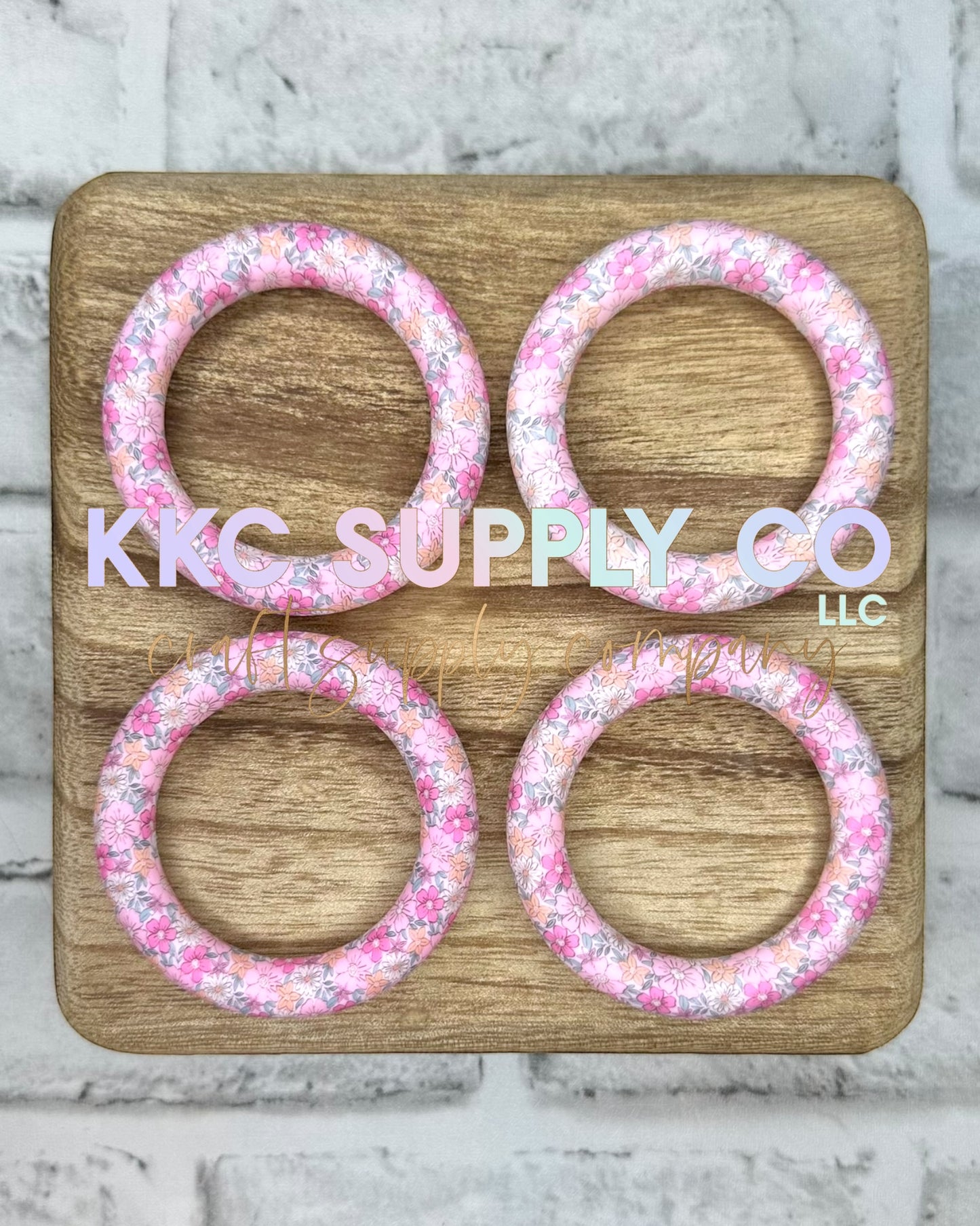SP99-Pink Floral 65mm Silicone Ring
