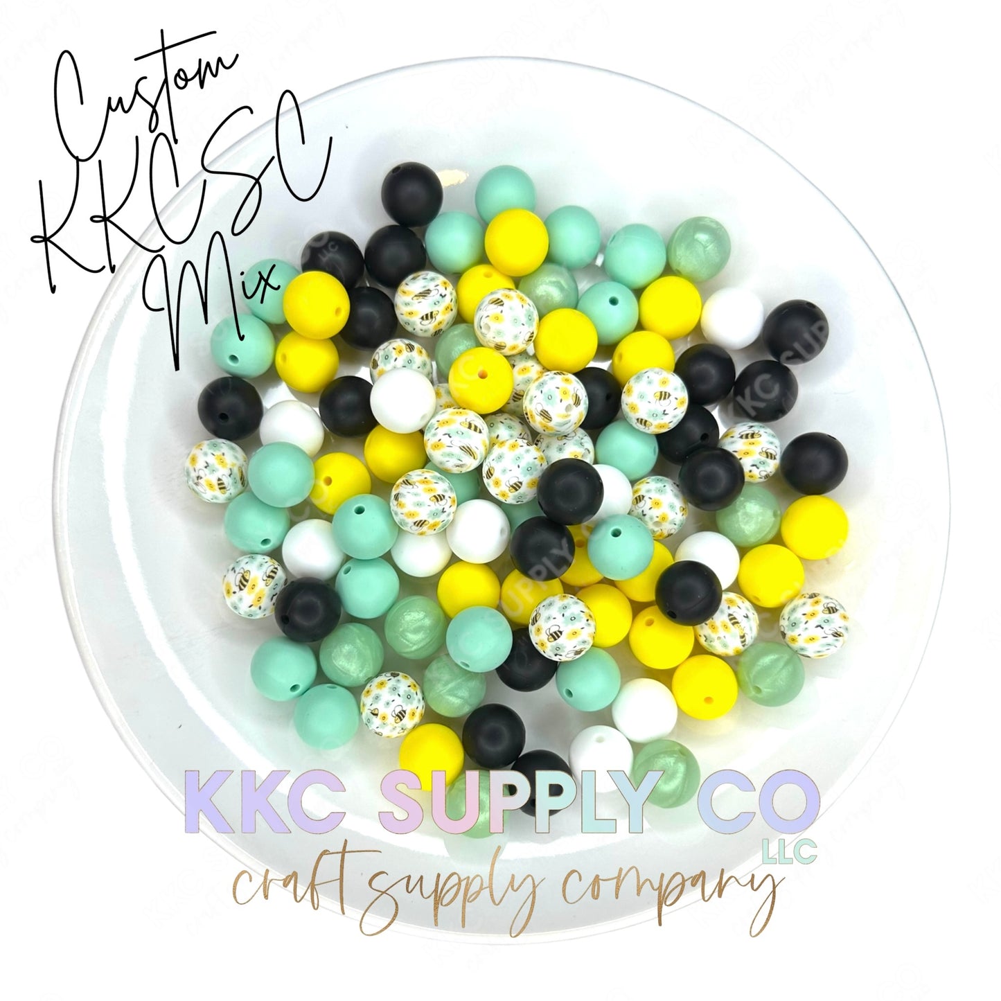 Bee 15mm Silicone Bead Mix-50 Count-Custom KKCSC Mix