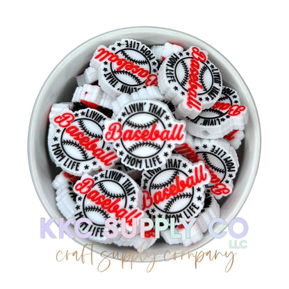 Baseball Mom Life Silicone Focal Bead