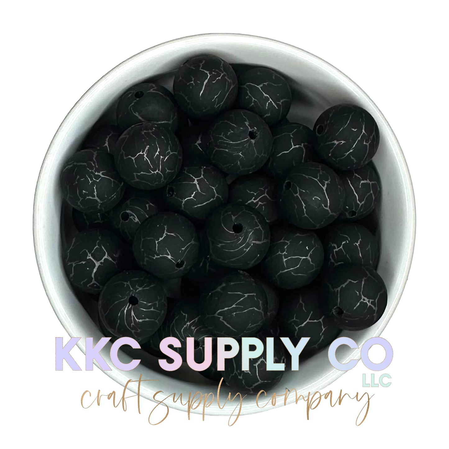 SC11-Black Crackle Silicone Bead 15mm