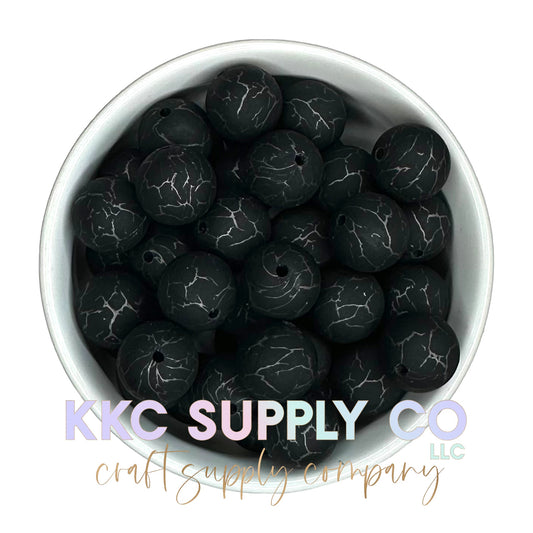 SC11-Black Crackle Silicone Bead 15mm