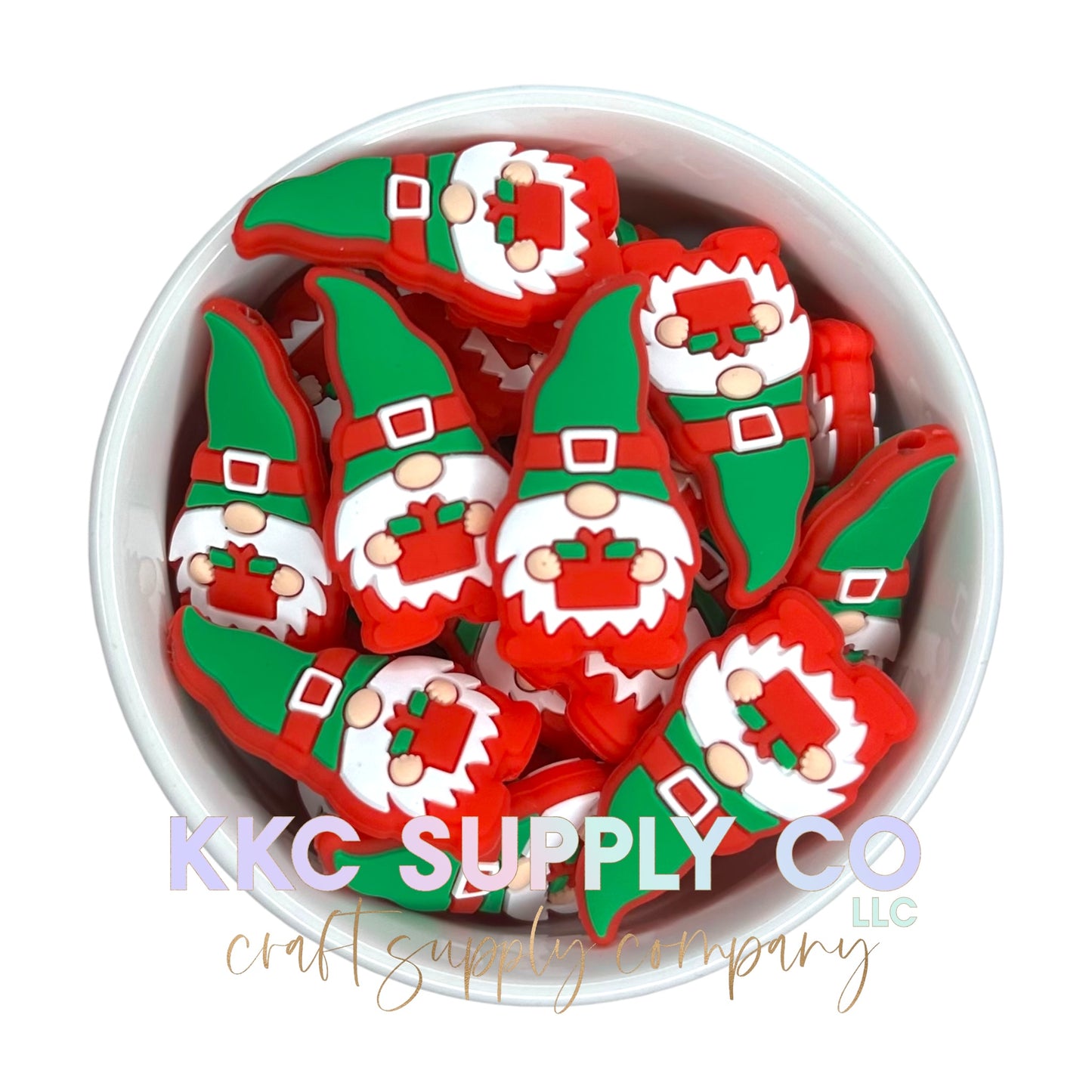 Christmas Present Gnome Silicone Focal Bead