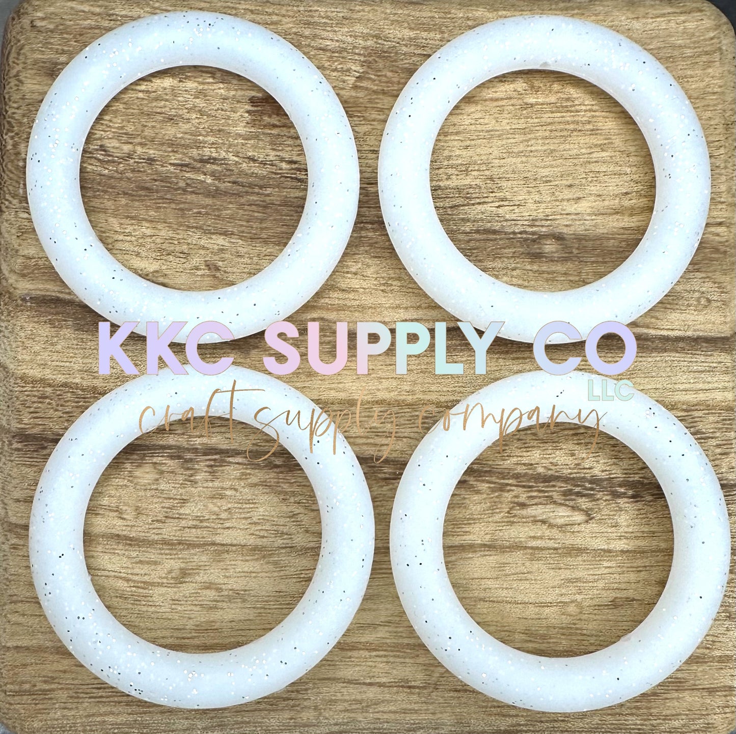 SG26-Neon White Glitter Solid Silicone 65mm Ring