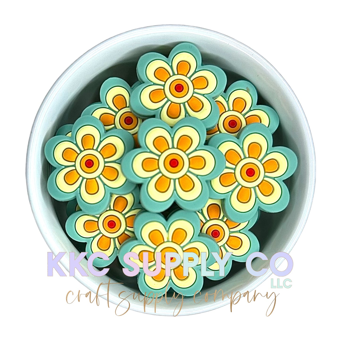 Blue Flower Silicone Focal Bead