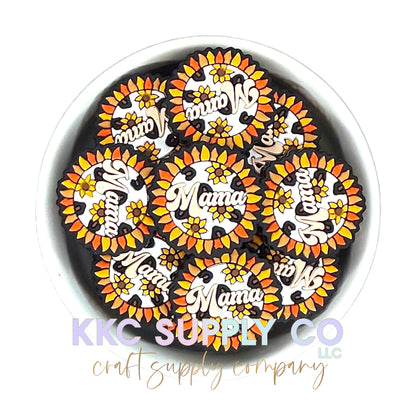 Sunflower Cow Print Mama Silicone Focal Bead