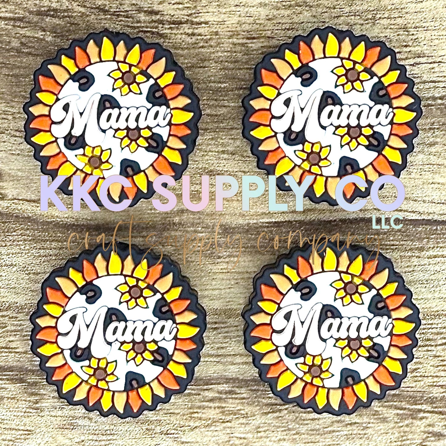 Sunflower Cow Print Mama Silicone Focal Bead