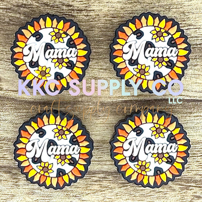 Sunflower Cow Print Mama Silicone Focal Bead