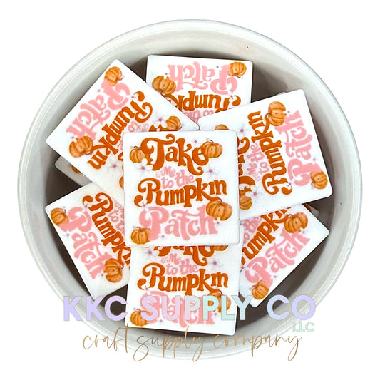 Take Me To The Pumpkin Patch Square Printed Silicone Focal Bead