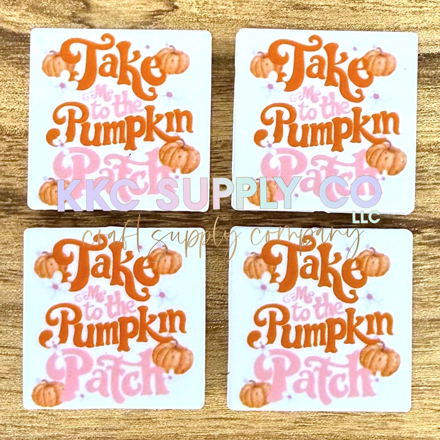 Take Me To The Pumpkin Patch Square Printed Silicone Focal Bead