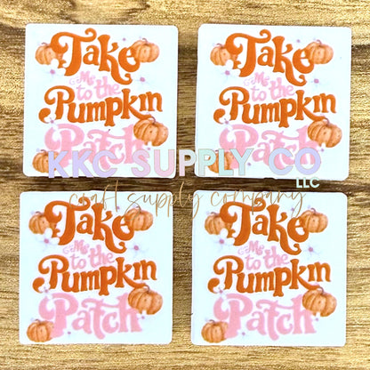 Take Me To The Pumpkin Patch Square Printed Silicone Focal Bead