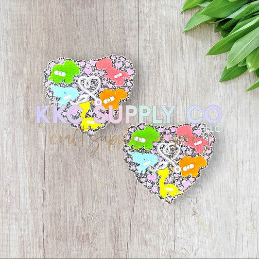 AT119-Dino Heart-Acrylic Badge Reel Topper