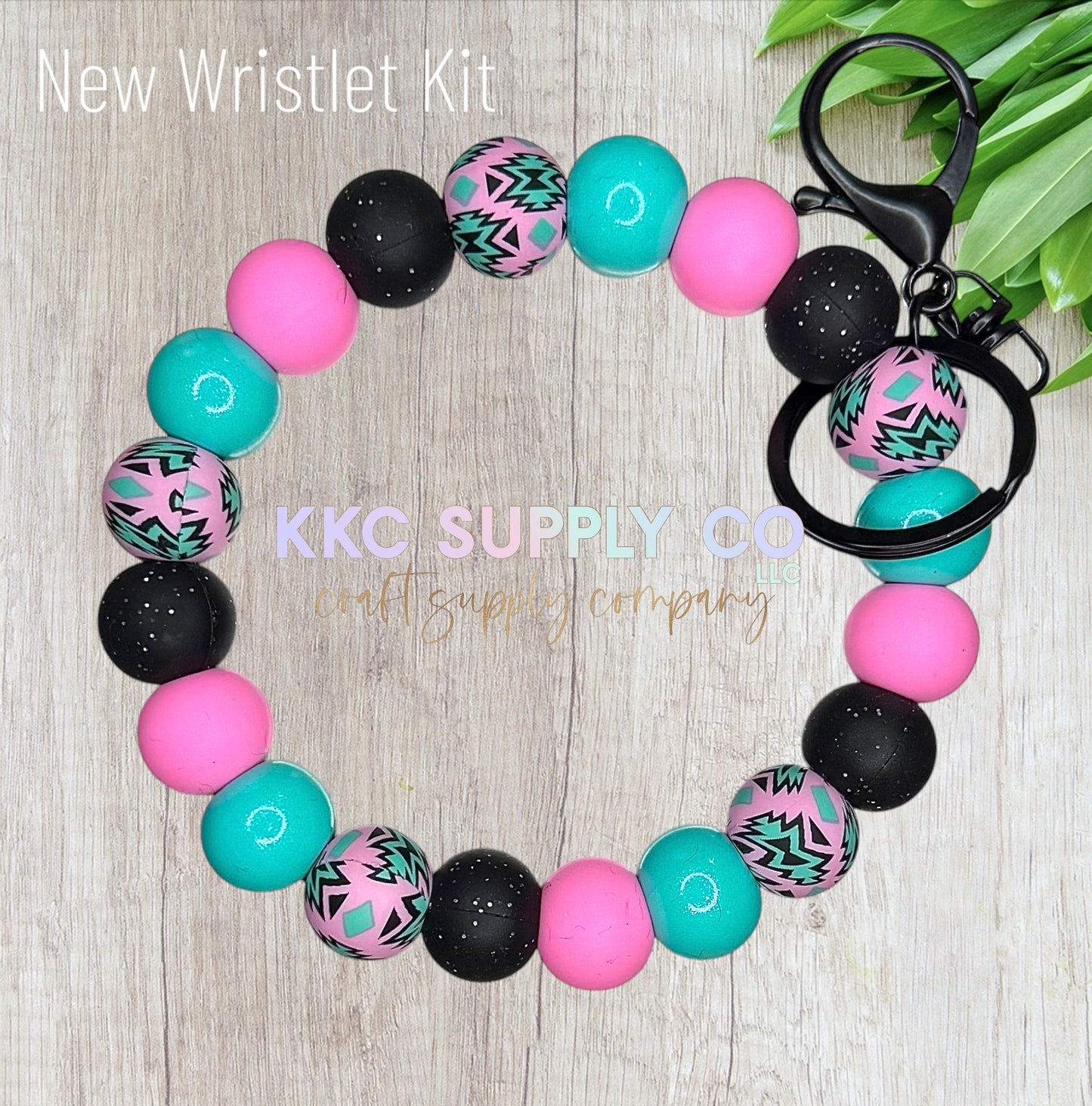 WK111-“Turquoise and Pink Aztec” Wristlet Craft Kit