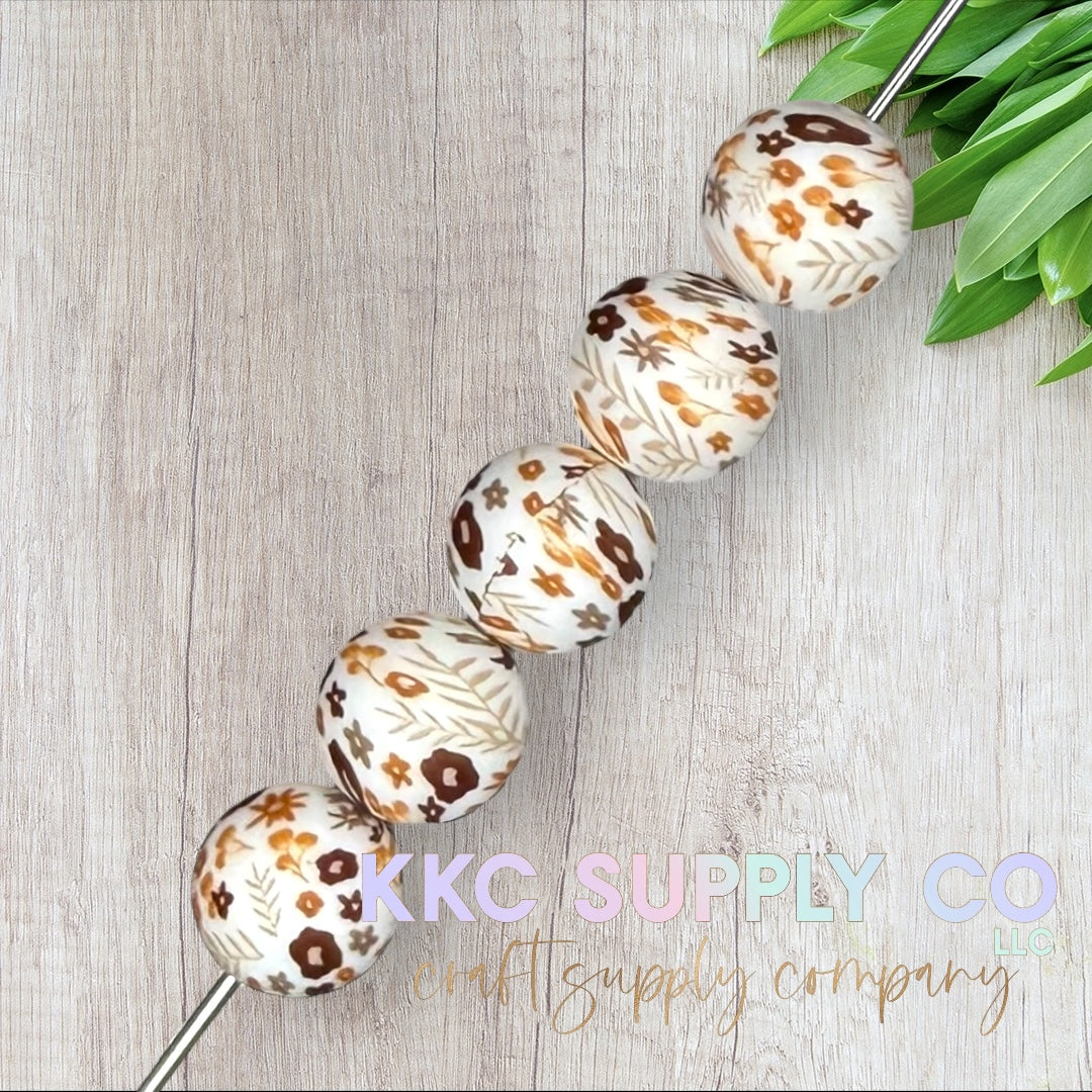 SP215-Fall Leopard Printed Silicone Beads