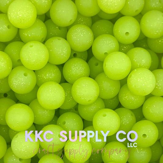 SG61-Lime Glitter Silicone Beads