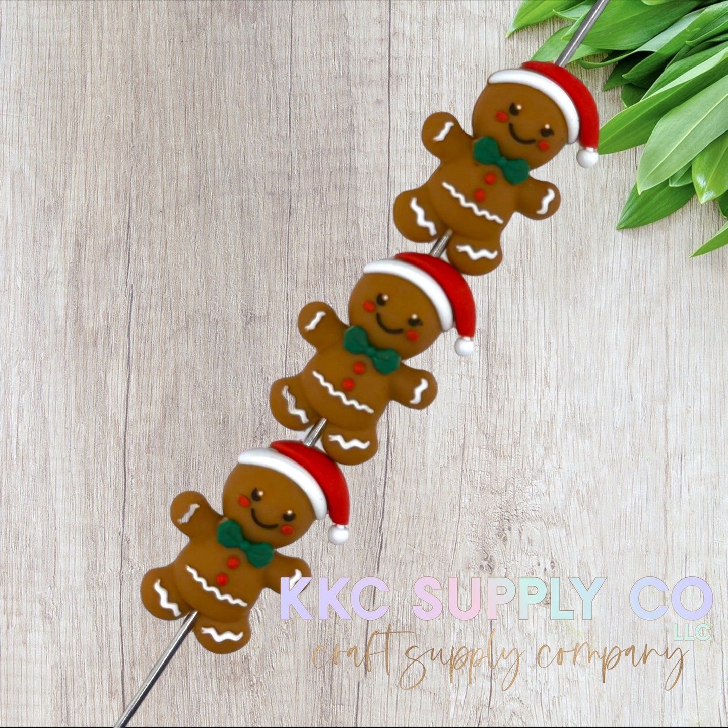 Gingerbread Man 3D Silicone Focal Bead