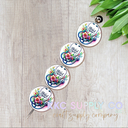 Blessed Nurse Round Acrylic Focal Bead