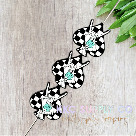 Checker Spade F@!k Silicone Focal Bead