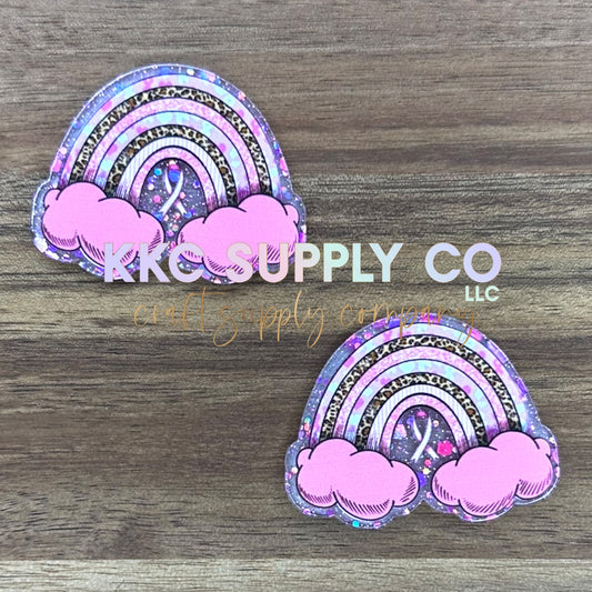 AT83-Breast Cancer Rainbow-Acrylic Badge Reel Topper