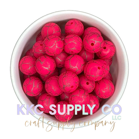 SC07-Fuchsia Crackle Silicone Bead 15mm