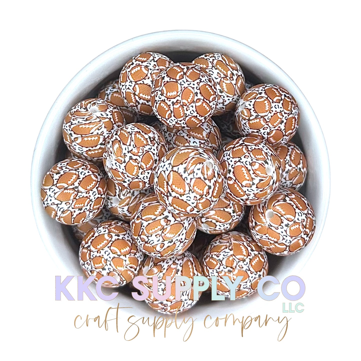 SP85-Leopard Football 15mm Silicone Bead 19mm