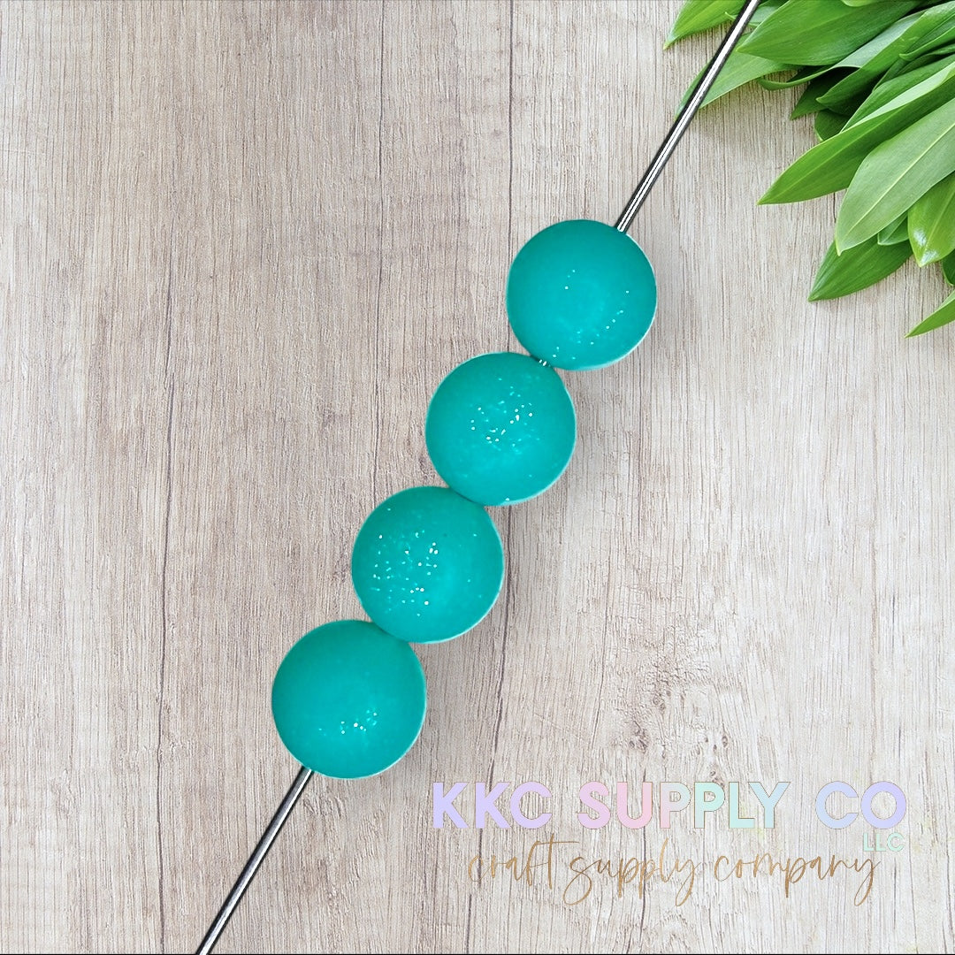 SG39-Turquoise Glitter Silicone Beads 15mm