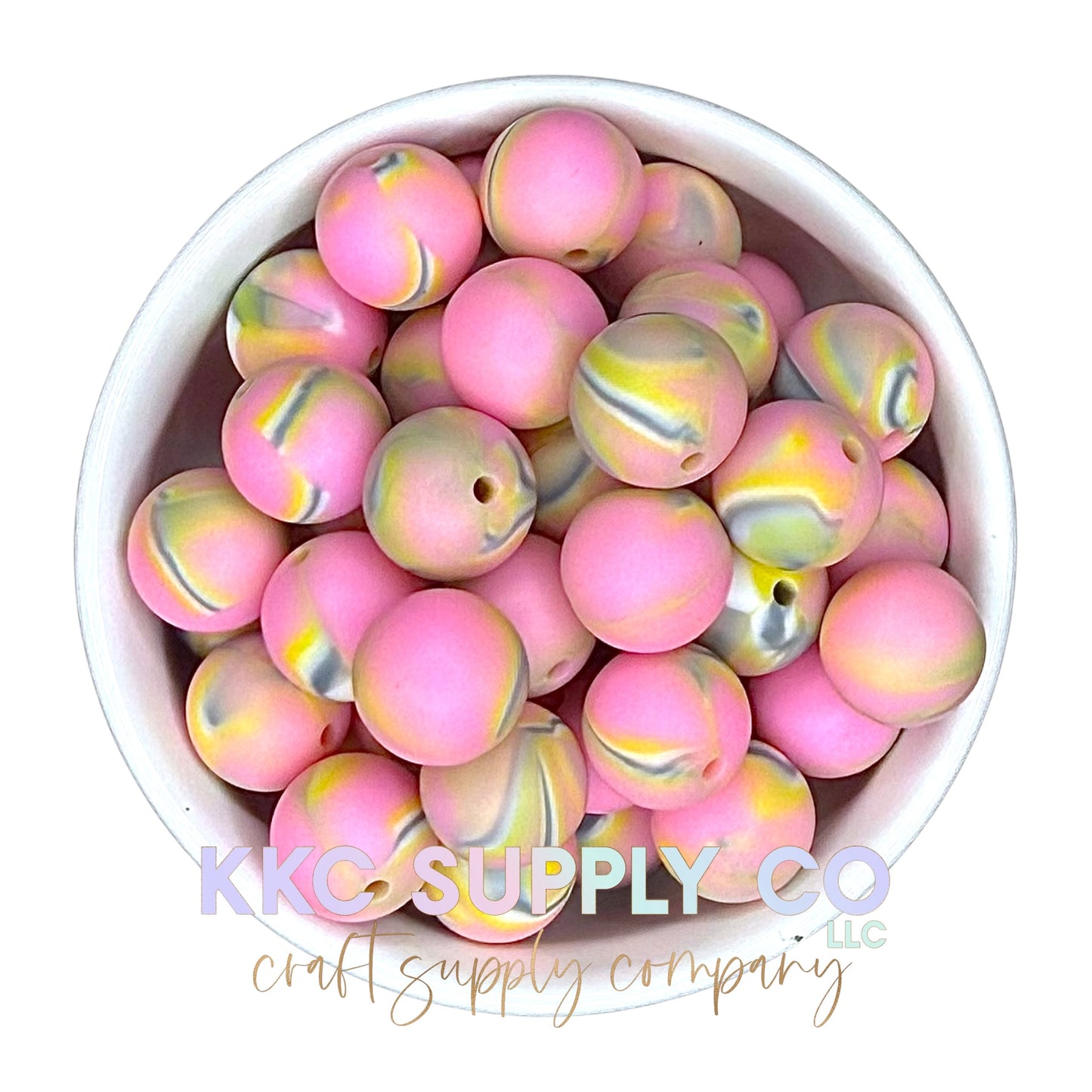 SP200-Sunrise Swirl Marble Printed Silicone Bead 15mm