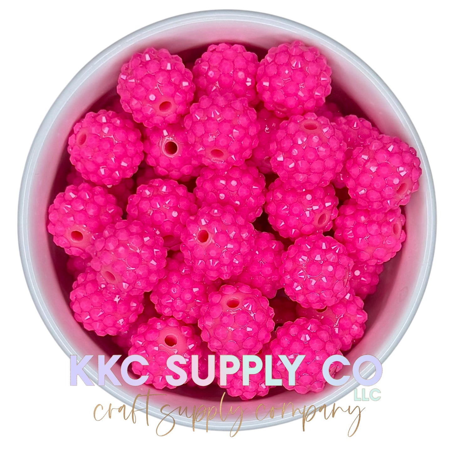 Jelly Neon Pink Acrylic Rhinestone Bead 16mm