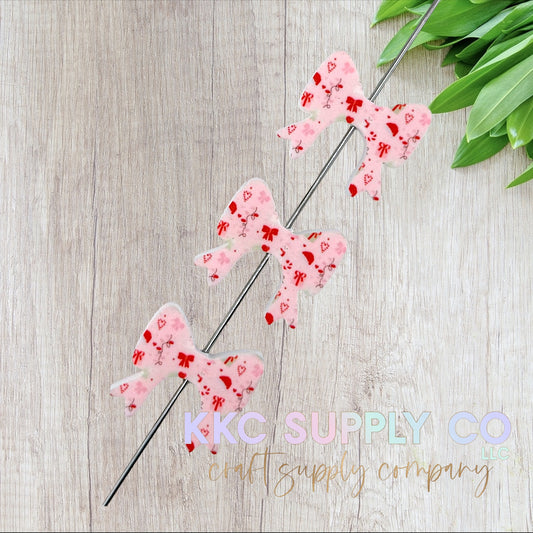 Pink Christmas Buddy Bow Silicone Focal Bead