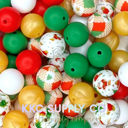 Christmas 15mm Silicone Bead Mix