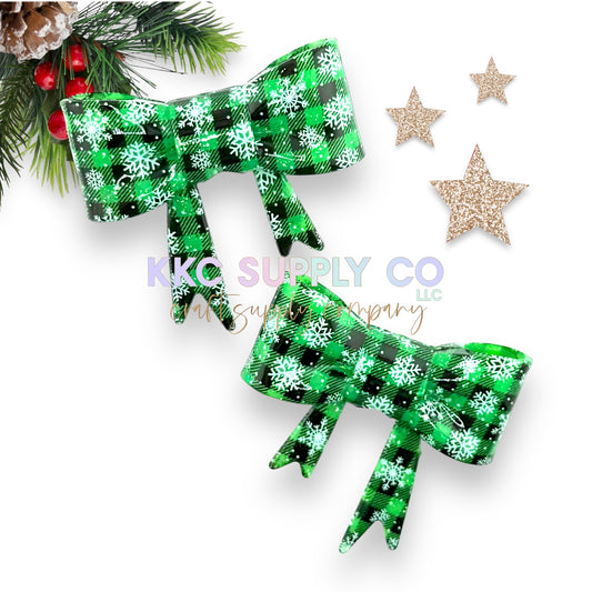 Christmas Plaid-Green with Gold Glitter Liquid Glitter Bead