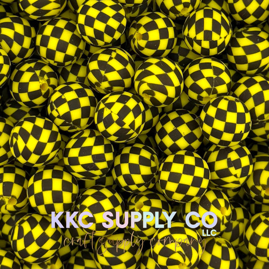 SP274-Large Yellow Checker Silicone Beads