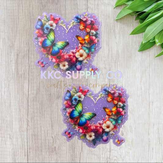 AT568-Butterfly Floral Heart-Acrylic Flatback