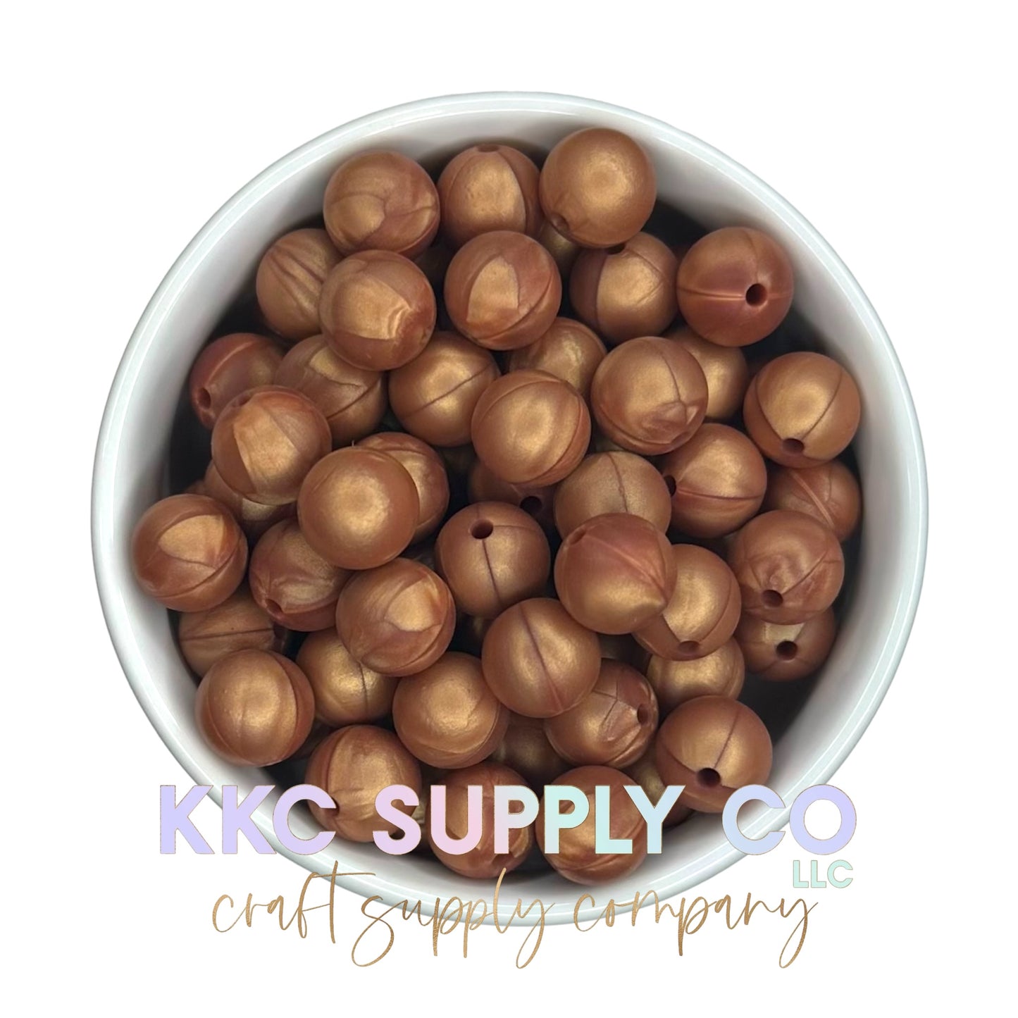 SS74-Copper Brown Shimmer Silicone Bead 12mm Round