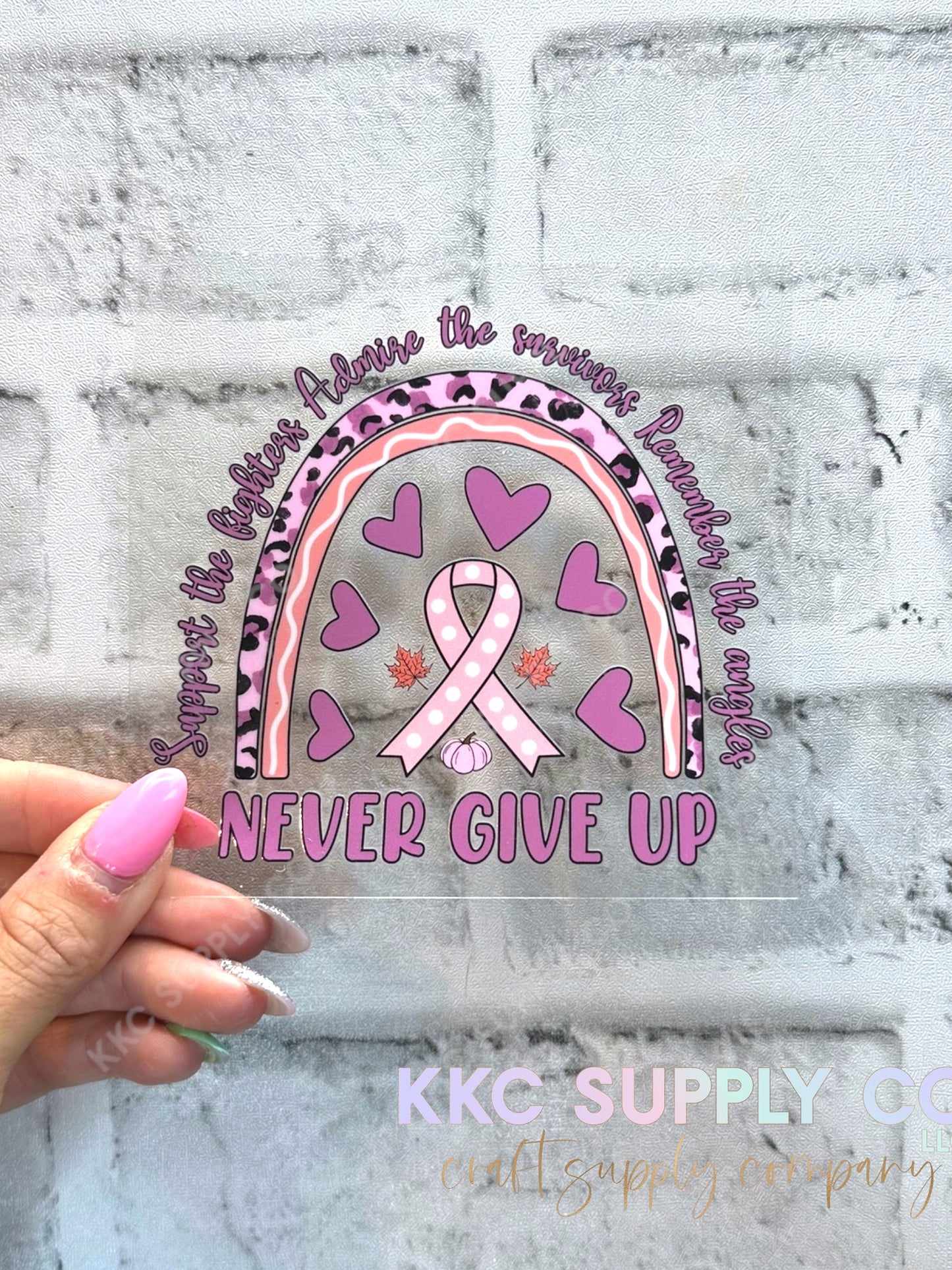 UV16575-Never Give Up 16oz UV DTF Decal