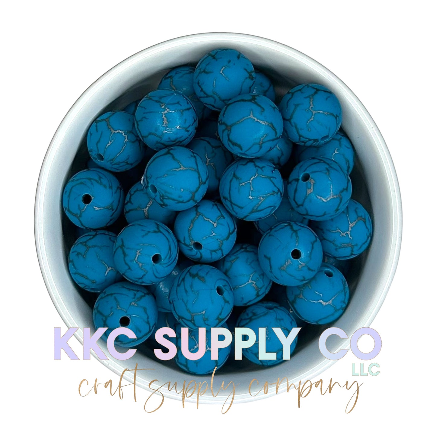 SC10-Midnight Teal Crackle Silicone Bead 15mm