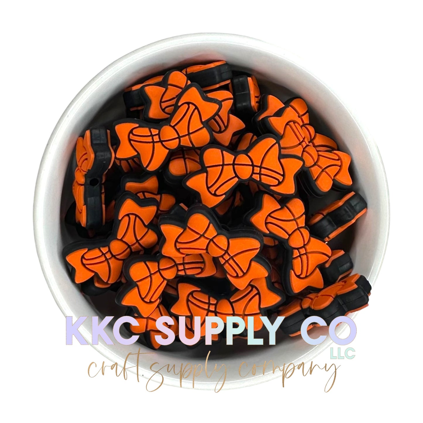 Basketball Bow Silicone Focal Bead