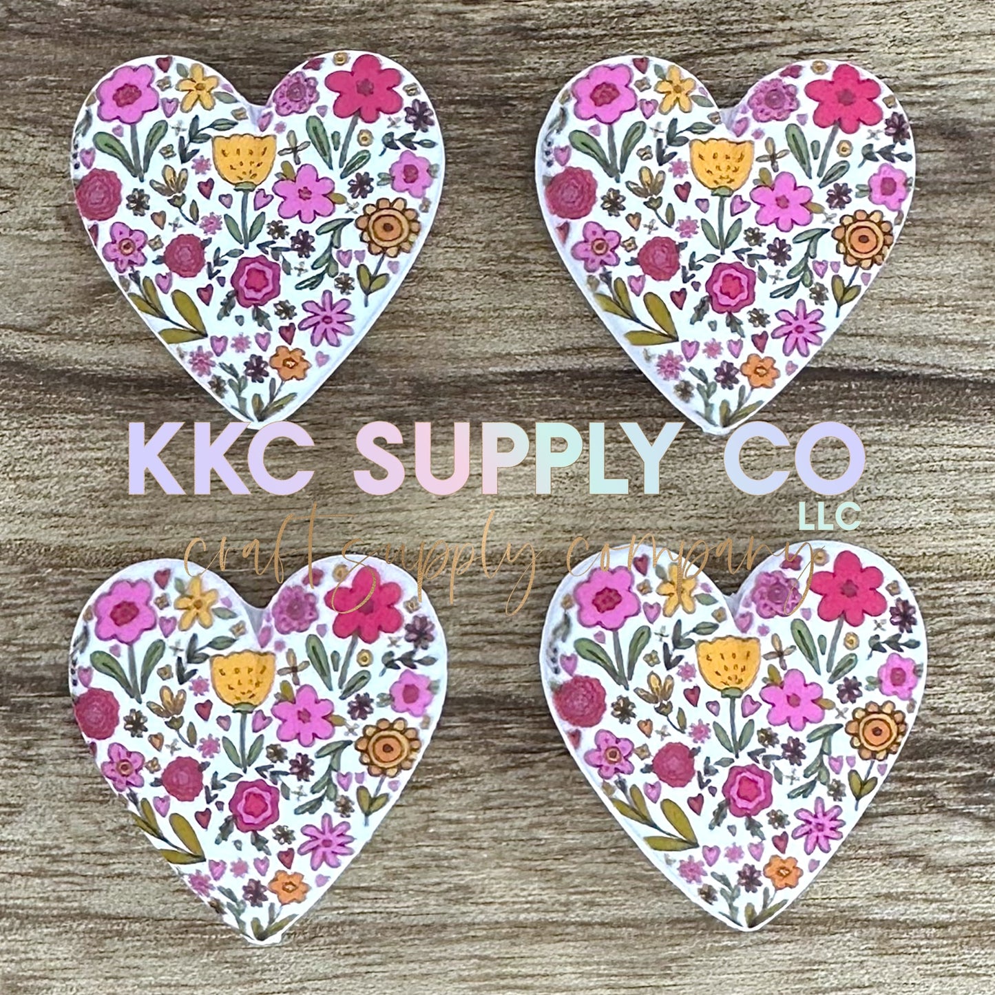 Floral Heart Silicone Focal Bead