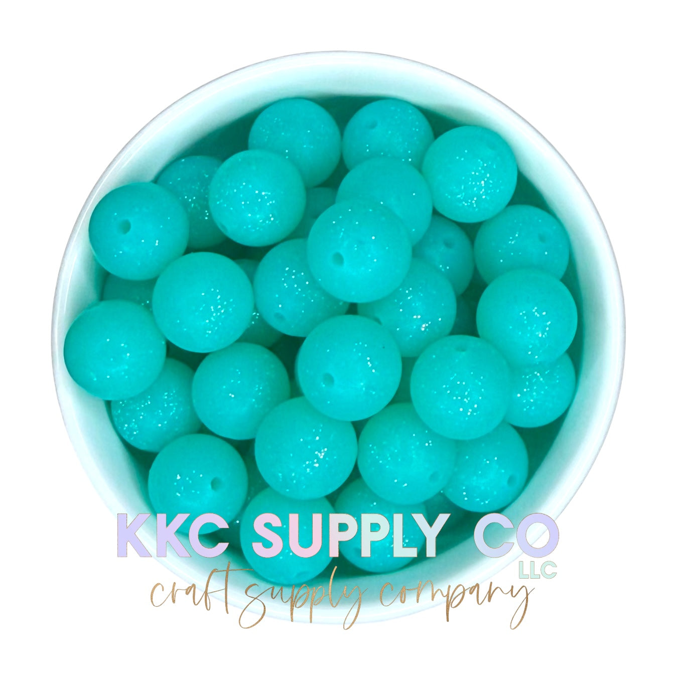 SG39-Turquoise Glitter Silicone Beads 15mm