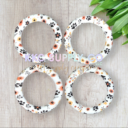 SP189-Paw Print Garden Printed Silicone 65mm Ring