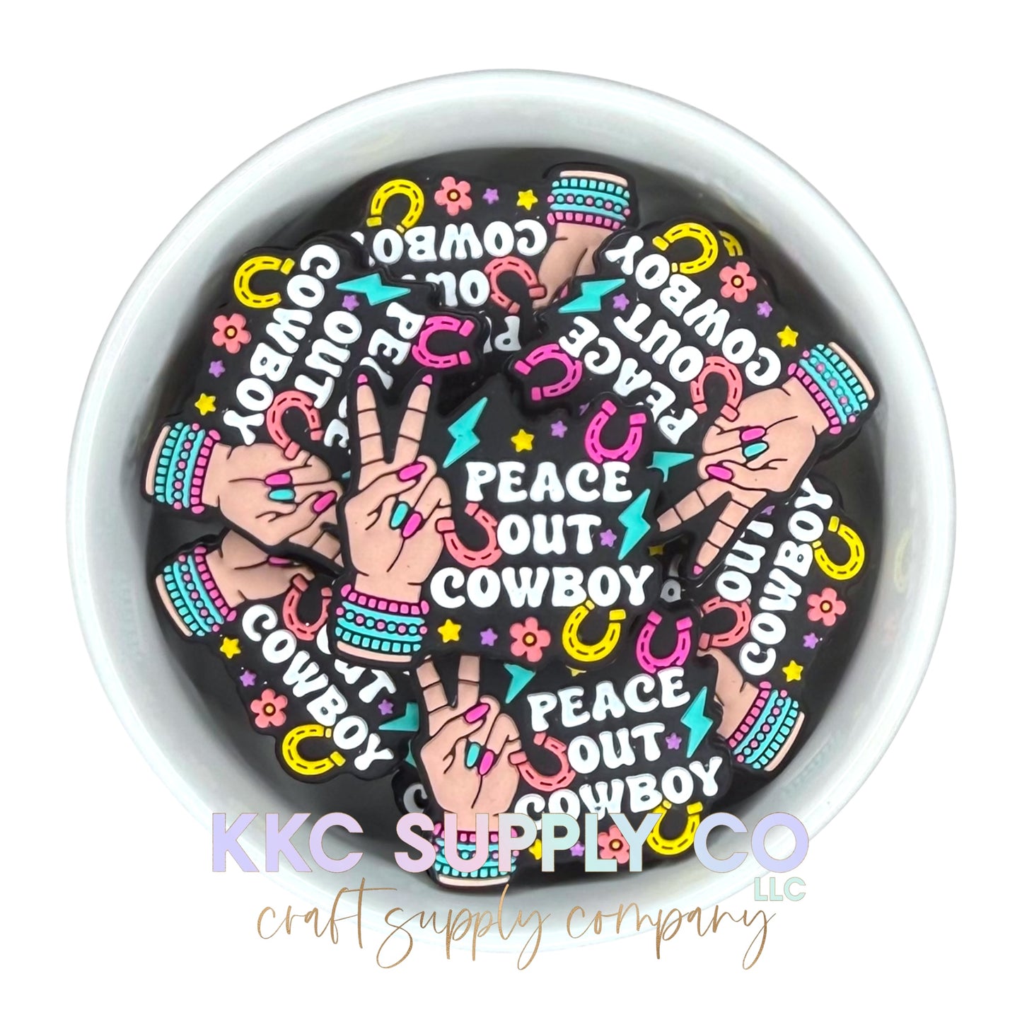 Peace Out Cowboy Silicone Focal Bead