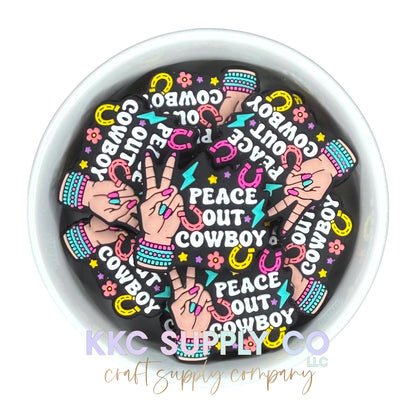 Peace Out Cowboy Silicone Focal Bead