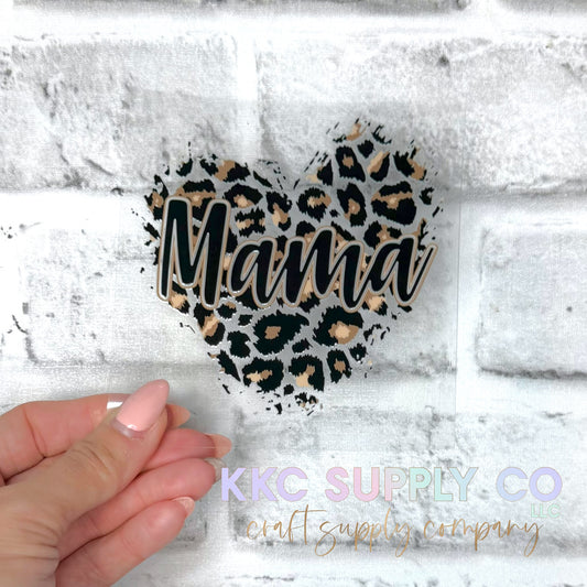 UV16657-Leopard Heart Mama UV DTF Decal