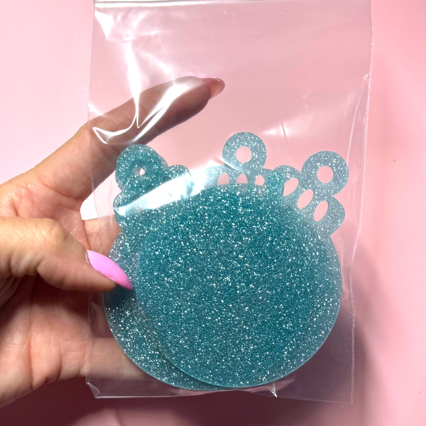 Blue Glitter Acrylic 2.75in Ornament Destash Pack -  5 Count