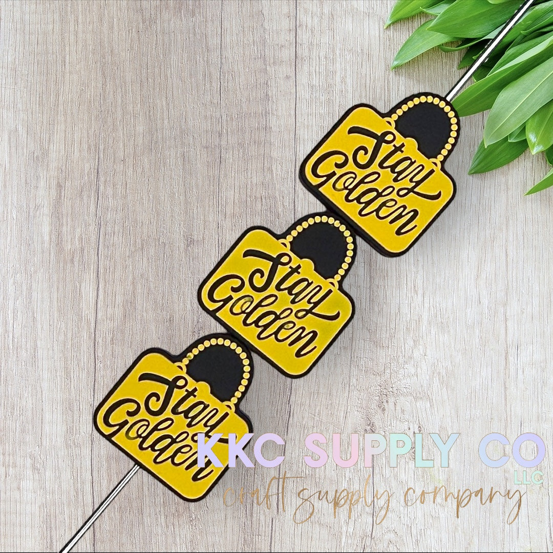 Stay Golden Purse Silicone Focal Bead