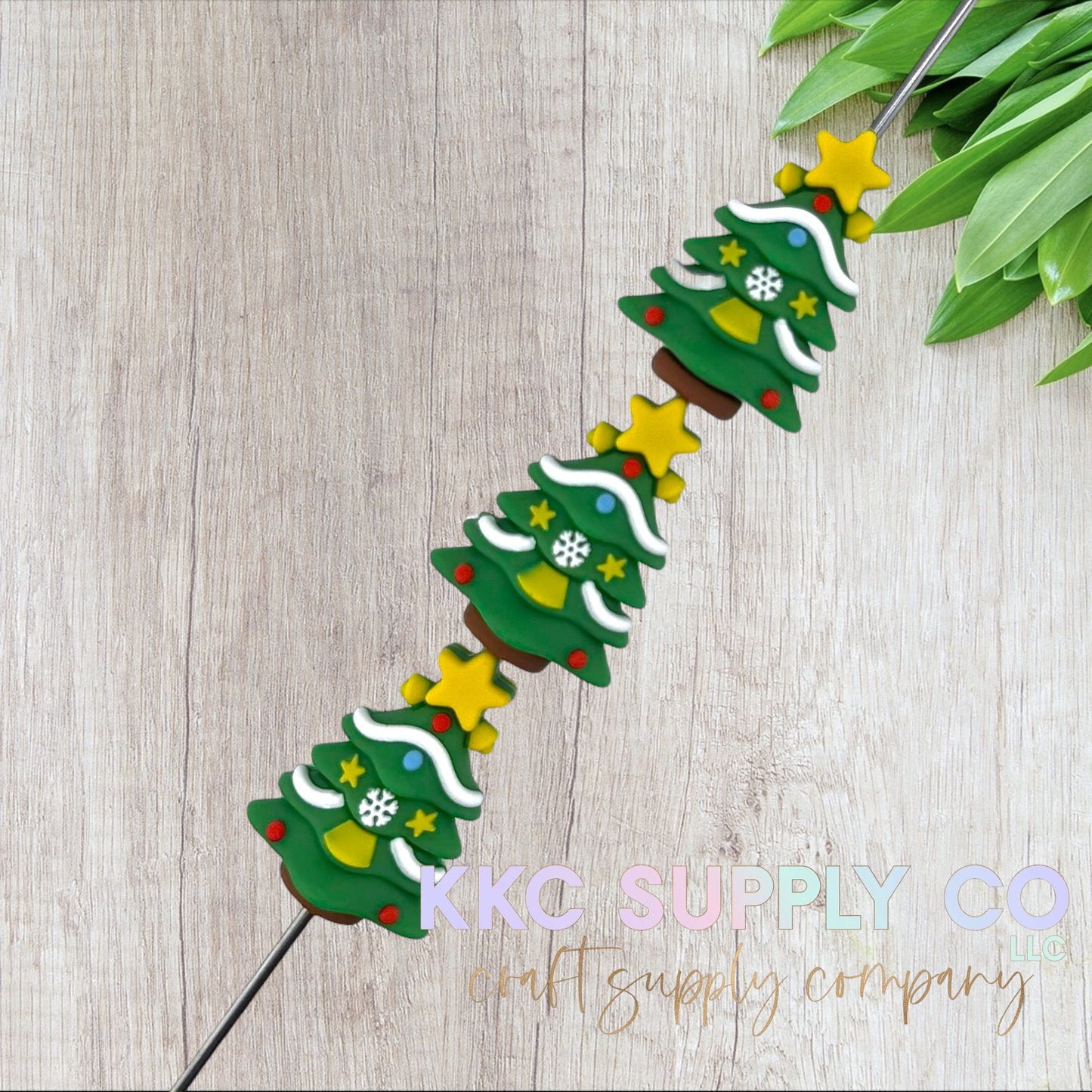 Christmas Tree 3D Silicone Focal Bead