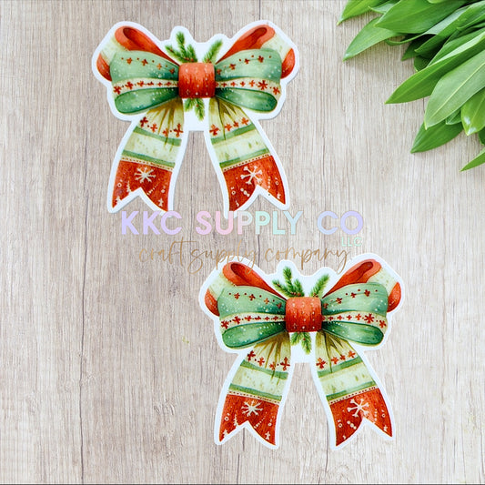 AT471-3D Christmas Snowflake Bow-Acrylic Flatback