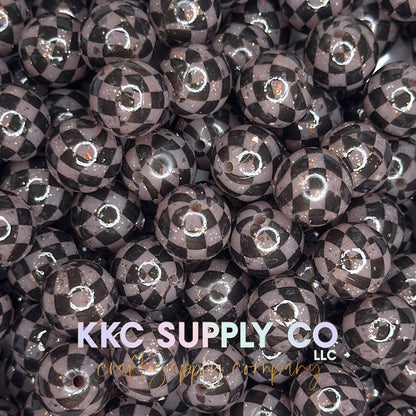 SGL65-Light Brown Checker Glitter Silicone Beads