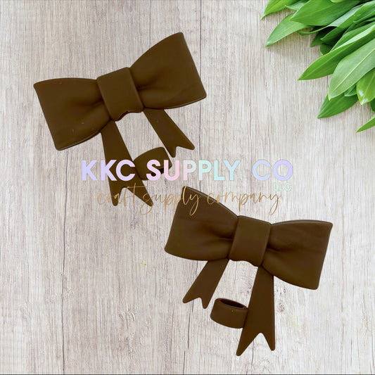 Brown Bow Silicone Straw Topper