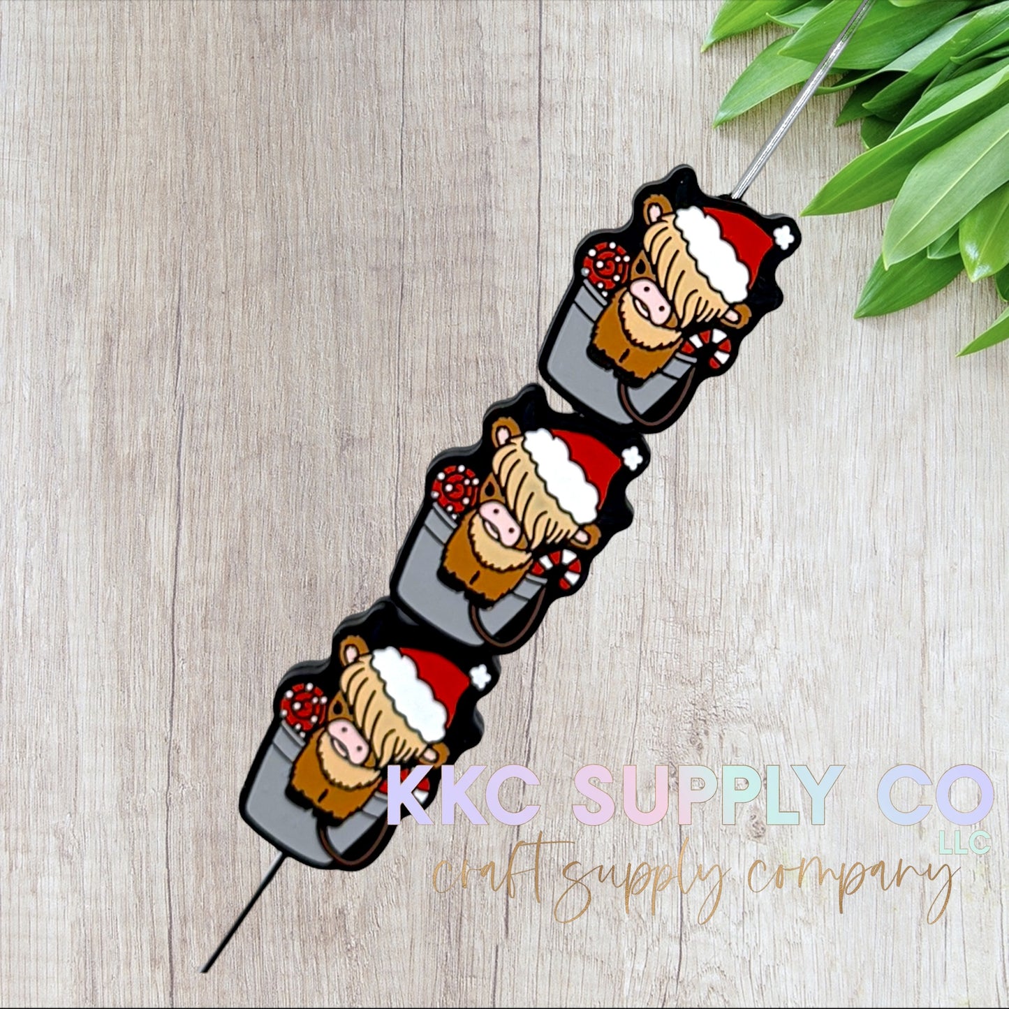 Christmas Cow Bucket Silicone Focal Bead